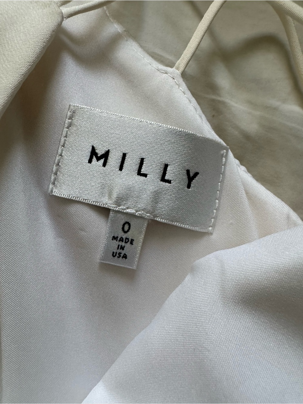 Milly White Silk Blend Spaghetti Strap V-Neck Swing Mini Dress size 0 - Picture 7 of 9
